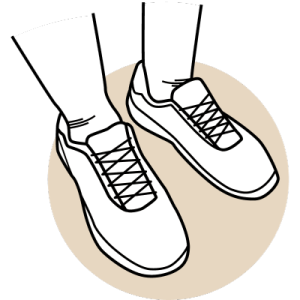 The running shoes of a stick perszon