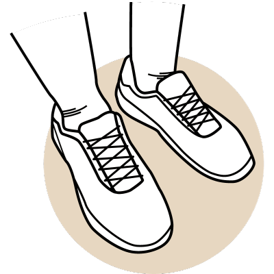 The running shoes of a stick perszon