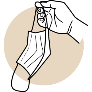 A stick person holds up a surgical map.